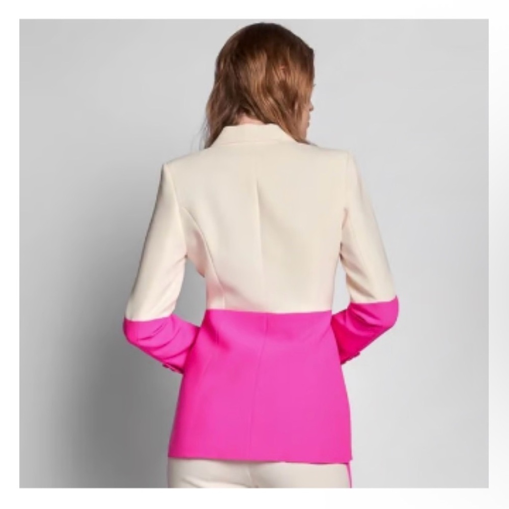 FATE Colorblock Button-Front Blazer Jacket - Pink & Cream - Picture 2 of 5